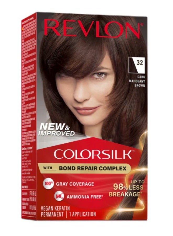 Revlon ColorSilk #32 with Bond Repair Complex, Dark Mahogany Brown - Image 1